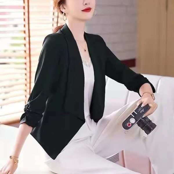 Elegant 3/4 Sleeve Slim Shirring Korean Fashion 3/4 Sleeve Casual Suit Coat - Image 4