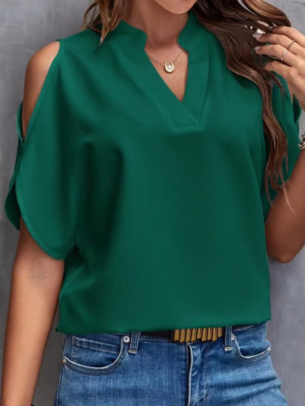 Elegant Off Shoulder Fashion Trend Loose Short Sleeve Shirts Tops - Image 5