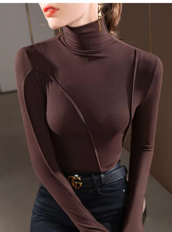 Turtleneck Fashion All-match Slim Long Sleeve T-shirt - Image 4