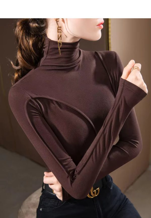 Turtleneck Fashion All-match Slim Long Sleeve T-shirt - Image 5