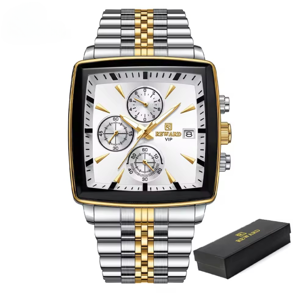 Casual Stainless Steel Waterproof Quartz Sport Male Square Clock - Image 2