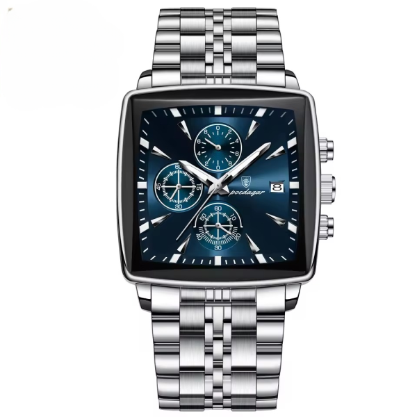 Casual Waterproof Luminous Stainless Steel Quartz Square Men's Watches - Image 2