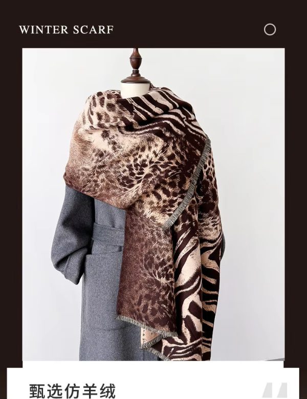 Double-sided Leopard Print Luxury Cachecol Bandana Wrap Neck Scarf - Image 2