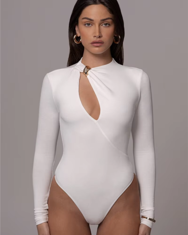 Fashion Solid O Neck Long Sleeve Elegant Bodysuits - Image 8