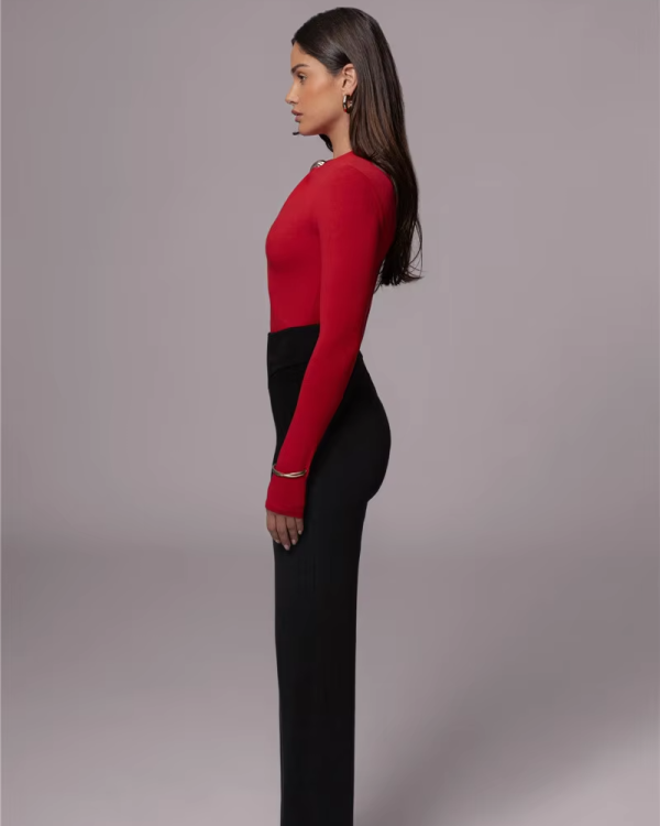 Fashion Solid O Neck Long Sleeve Elegant Bodysuits - Image 6