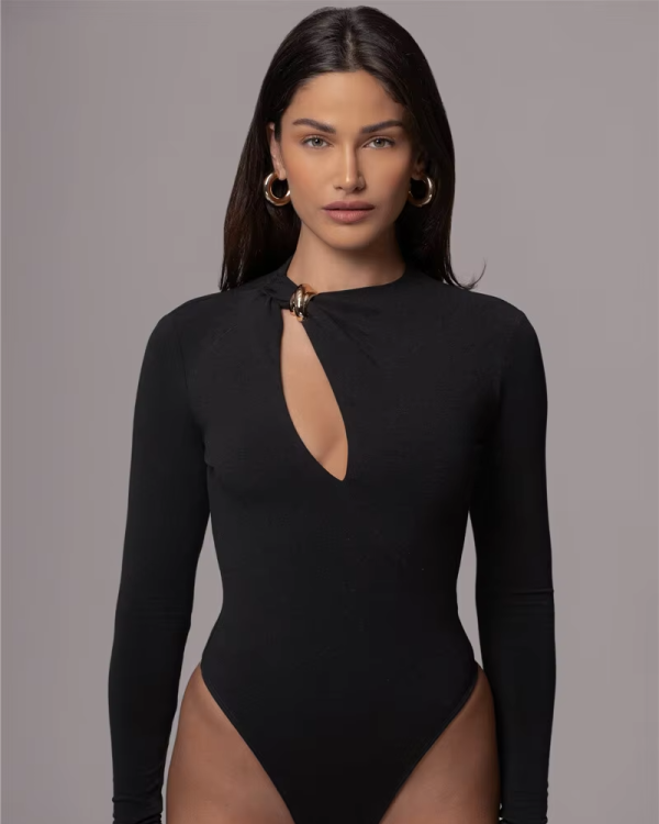 Fashion Solid O Neck Long Sleeve Elegant Bodysuits