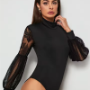 Slim Long Sleeve Turtleneck Patchwork Rompers Overalls - Image 4