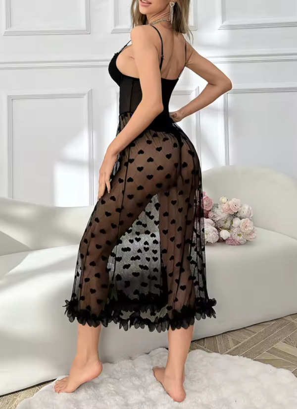 Pearl Intimate Decoration Lace Pajama Long Night Dress - Image 10