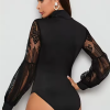 Slim Long Sleeve Turtleneck Patchwork Rompers Overalls - Image 3
