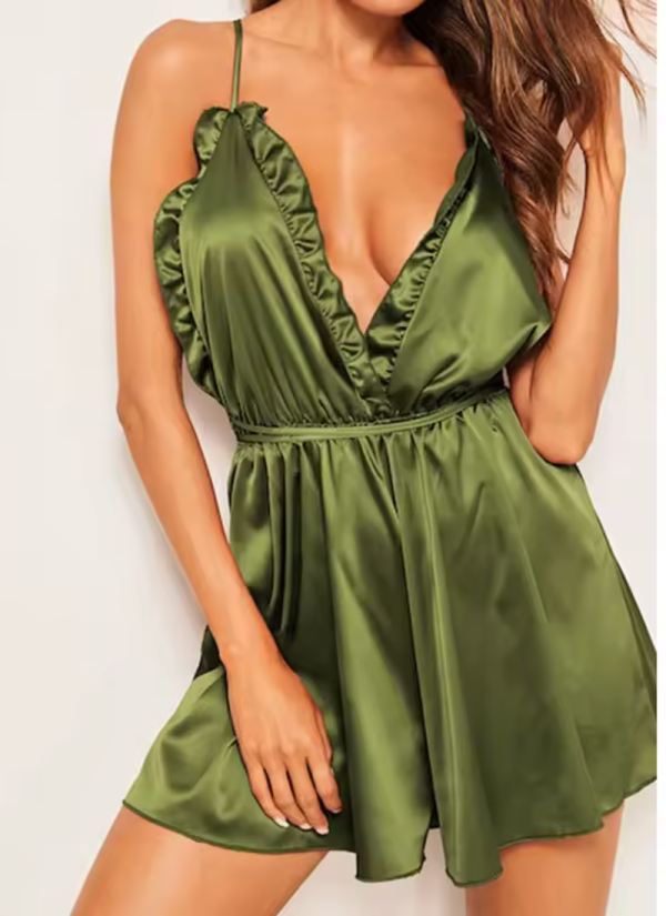 Rayon V Neck Sling Satin Backless Sleep dressing sleepwear - Image 12