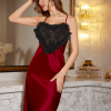 Fashion Ice Silk Lace Long Nightgown Suspender Sleepwear - Image 8