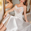 Fashion Ice Silk Lace Long Nightgown Suspender Sleepwear - Image 7