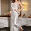 Fashion Ice Silk Lace Long Nightgown Suspender Sleepwear - Image 4