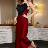 Fashion Ice Silk Lace Long Nightgown Suspender Sleepwear - Image 3