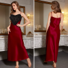 Fashion Ice Silk Lace Long Nightgown Suspender Sleepwear - Image 11