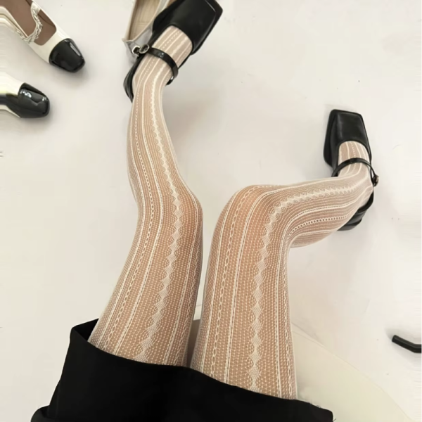 Super Elastic Spring Autumn Striped Stockings - Image 7