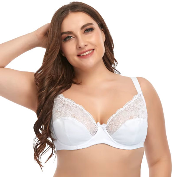 Floral Lace Underwear Plain Plus Size Breathable Bra - Image 4