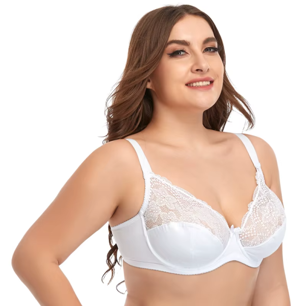 Floral Lace Underwear Plain Plus Size Breathable Bra - Image 3