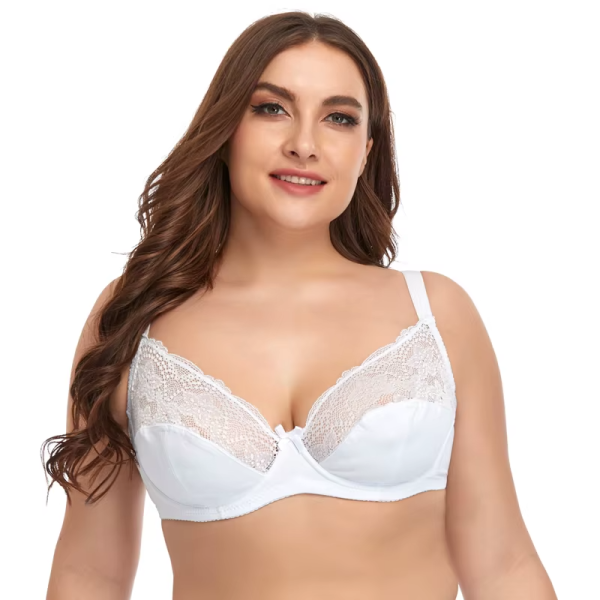 Floral Lace Underwear Plain Plus Size Breathable Bra - Image 2