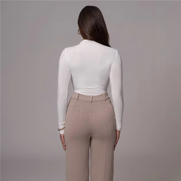 Fashion Solid O Neck Long Sleeve Elegant Bodysuits - Image 11