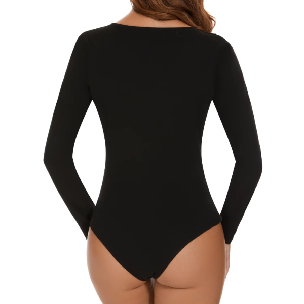 Cross Wrap Design Long Sleeve Streetwear Bodysuit - Image 2