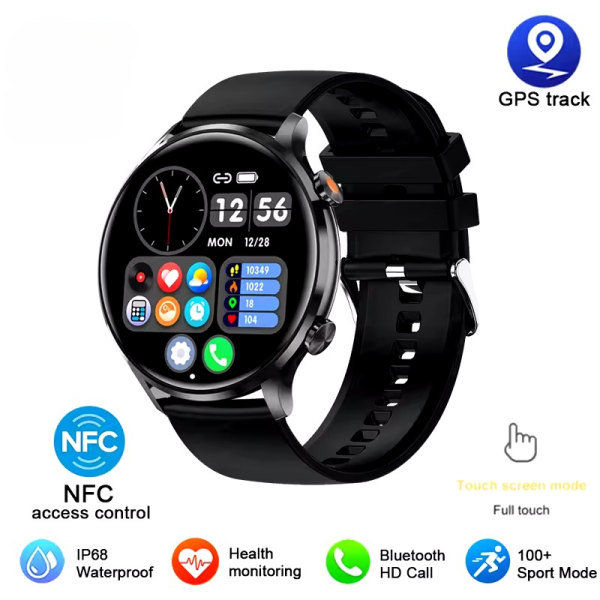 HD Screen Heart Rate Blood pressure BT Call IP68 Waterproof GPS Track Smart Watch - Image 2