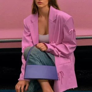 Casual Bow Tie Solid Color Long Sleeve Oversized Jacket