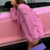 Casual Bow Tie Solid Color Long Sleeve Oversized Jacket - Image 2