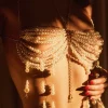 Elegant Polyester Pearls Body Chain Sleevless Choker Top - Image 4