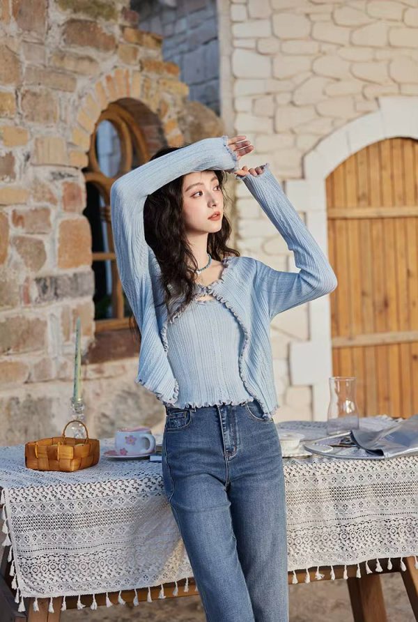 Casual High Waisted Cigarette Straight Wide Leg Slim Fit Jeans - Image 3