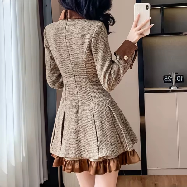 Casual Long Sleeve Single Breasted Solid Patchwork Short Party Tight Dress - Image 6