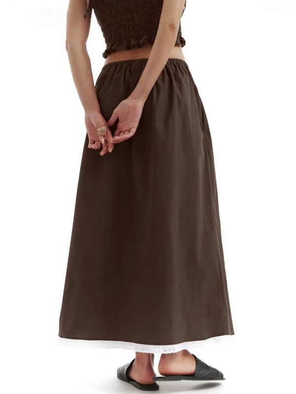 Casual Loose Cotton Strap Sleeveless Crop Top With High Waist Long Skirt 2 Piece Set - Image 5