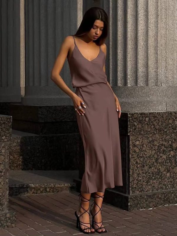 Casual Loose Sleeveless Tank Top With High Waist Midi Skirt 2 Piece Sets - Image 4