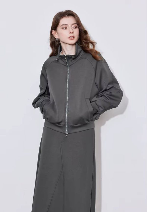 Casual Mid-Calf Skirt With Hoodies Sweatshirt Two Piece Sets - Image 3