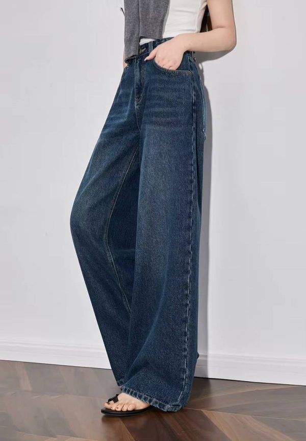 Casual Mid Waist High Street Wide Leg Full Length Straight Pants - Image 3