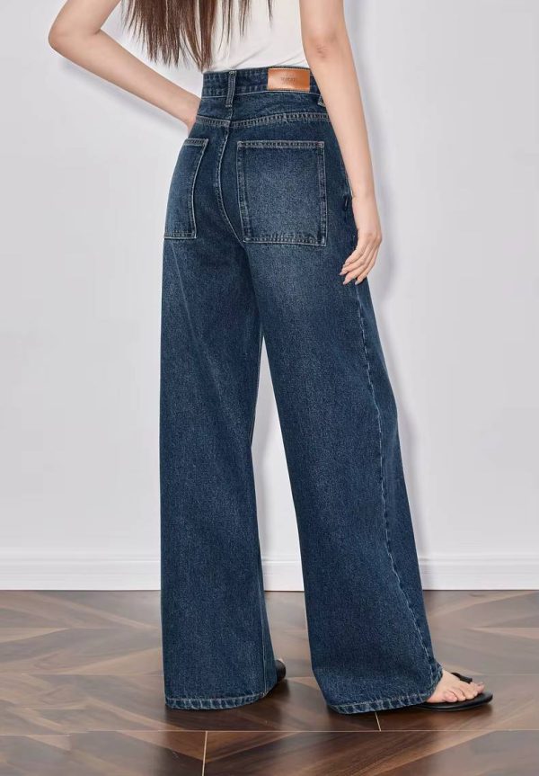 Casual Mid Waist High Street Wide Leg Full Length Straight Pants - Image 6