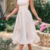 Casual Sleeveless Square Neck Backless Lace Up Midi Dress