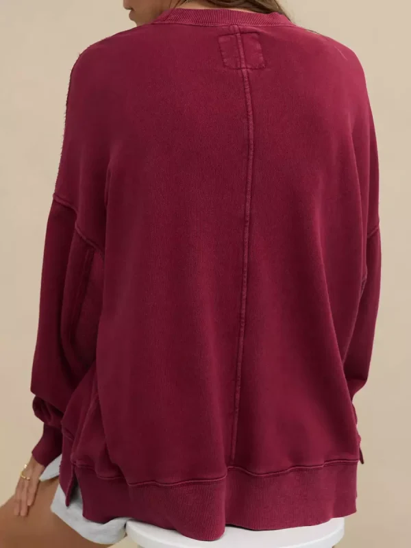 Casual Solid Color Dropped Shoulders Oversized Sweatshirt - Image 9