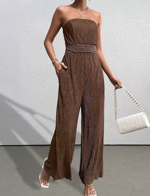 Casual Strapless Sleeveless Straight Loose Street Wear Jumpsuits - Image 4