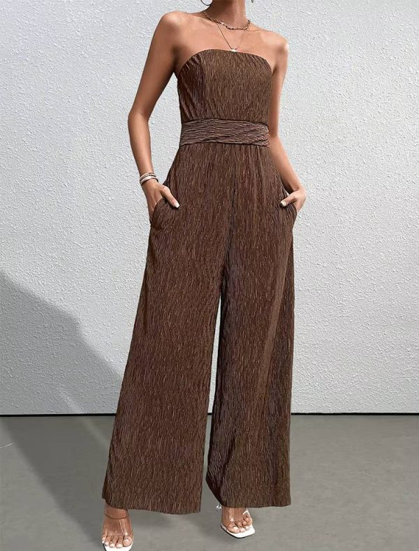 Casual Strapless Sleeveless Straight Loose Street Wear Jumpsuits - Image 2