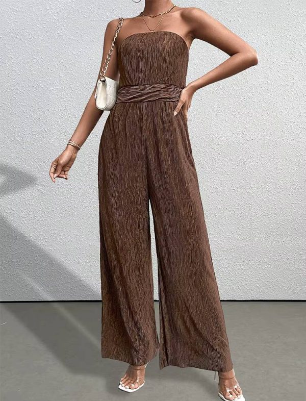 Casual Strapless Sleeveless Straight Loose Street Wear Jumpsuits - Image 3