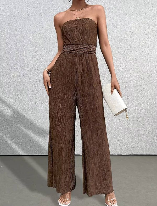 Casual Strapless Sleeveless Straight Loose Street Wear Jumpsuits