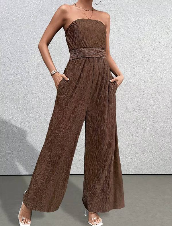 Casual Strapless Sleeveless Straight Loose Street Wear Jumpsuits - Image 5