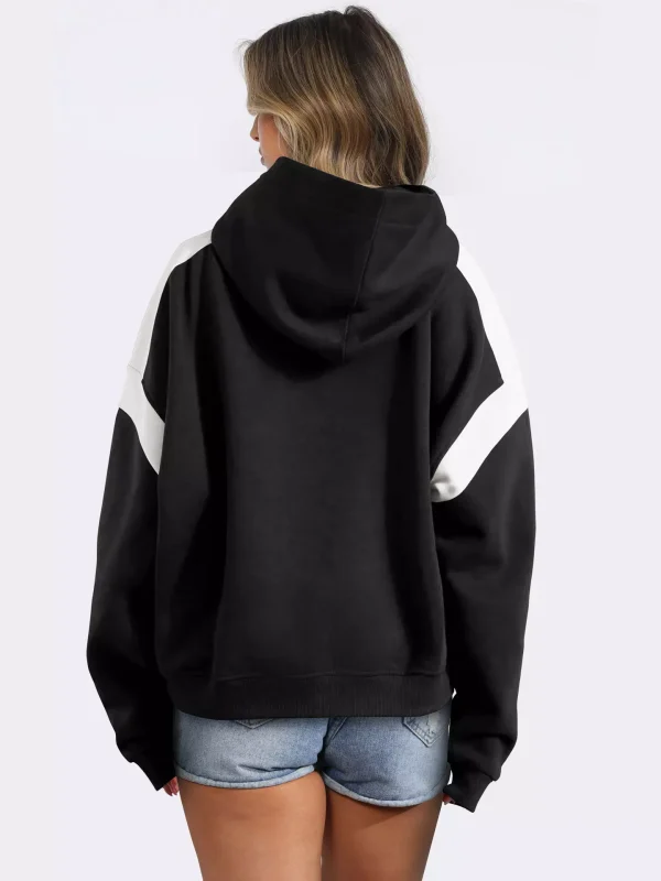 Casual Two-Tone Dropped Shoulder Oversized Hoodie - Image 2