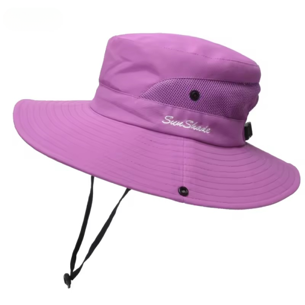 Casual Waterproof Pure Color Outdoor Travel Fishing Climbing Hiking Large Brim Bucket Hat - Image 8