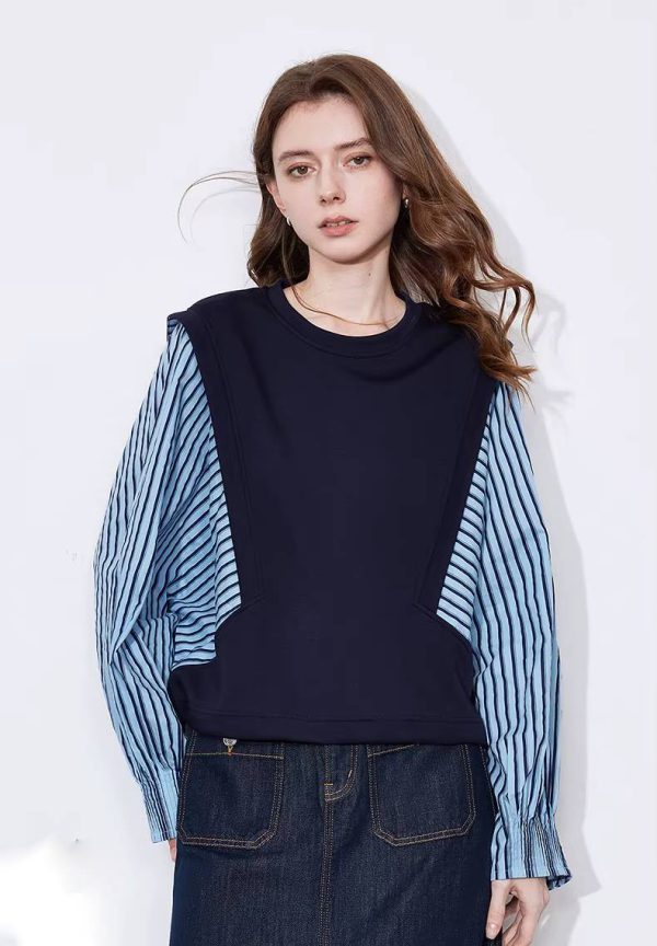 Casual Splicing Round Neck Pullover With Pockets Sweatshirt - Image 3