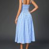Casual Zipper A-Line Adjustable Straps Backless Print Midi Dress - Image 6