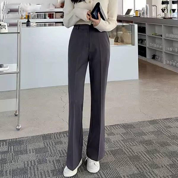 Casual Zipper Fly High Waist Flare With Pockets Wide Leg Pants - Image 8