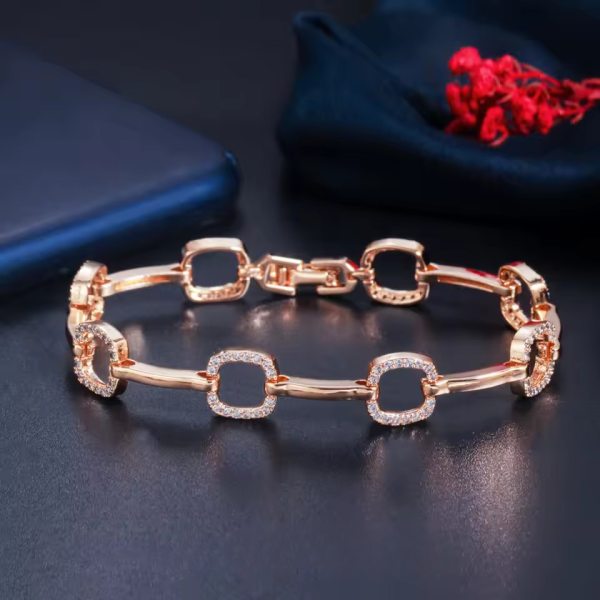 Cute Hand Jewelry Zirconia Square Shape Anniversary Charm Bracelets