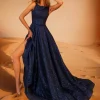 Elegant A-Line Jewel Neck Polyester With Train Social Party Maxi Dress